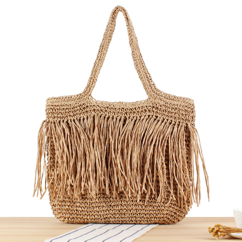 Beach Resort Chic: Handwoven Tassel Bag - Stylish, Spacious, and Versatile Crossbody Bag
