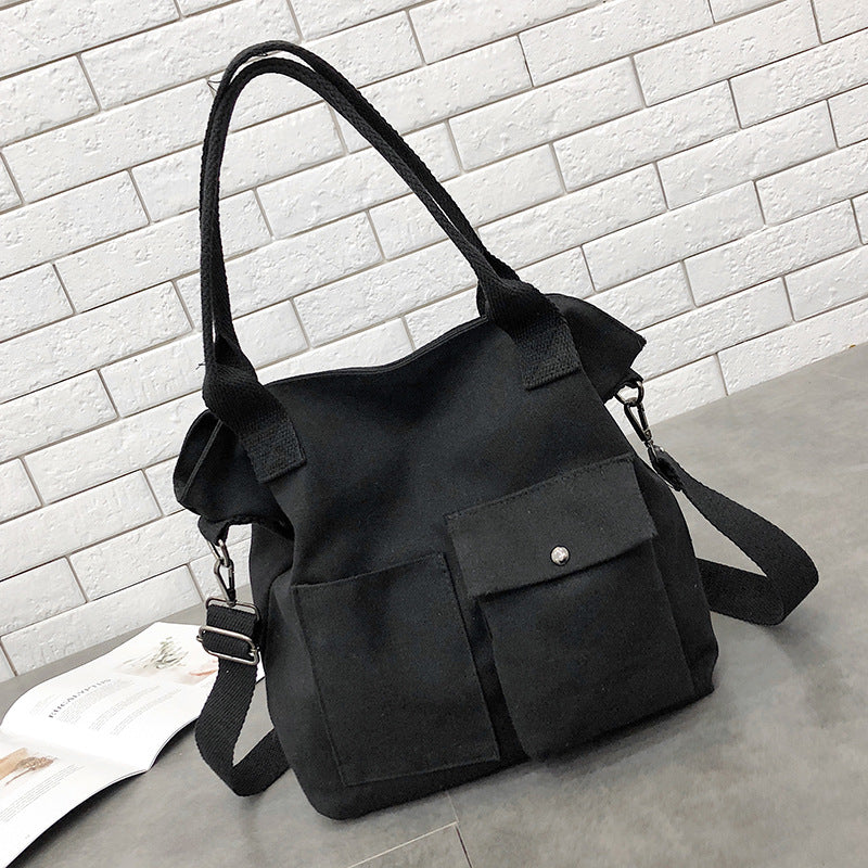 Women's Bag Cross Shoulder Canvas Bag Women's Single Shoulder Handheld Bag Japanese Simple Art