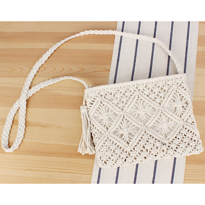 Tassel Handheld Woven Bag Retro Handheld Woven Bag Summer Vacation Tourism Beach Bag
