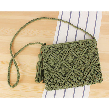 Tassel Handheld Woven Bag Retro Handheld Woven Bag Summer Vacation Tourism Beach Bag