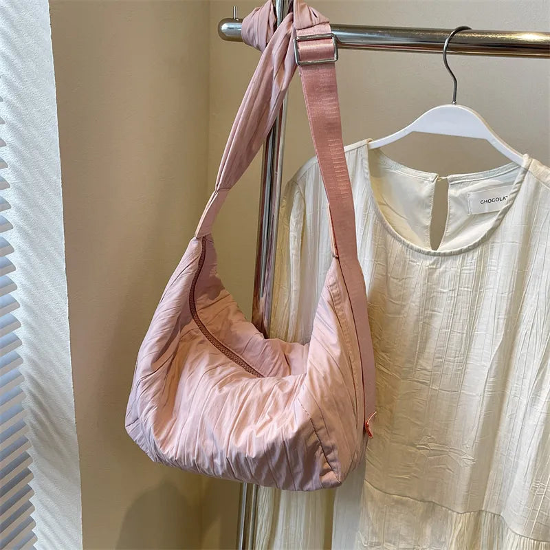 Pleated Dumpling Crossbody Bag