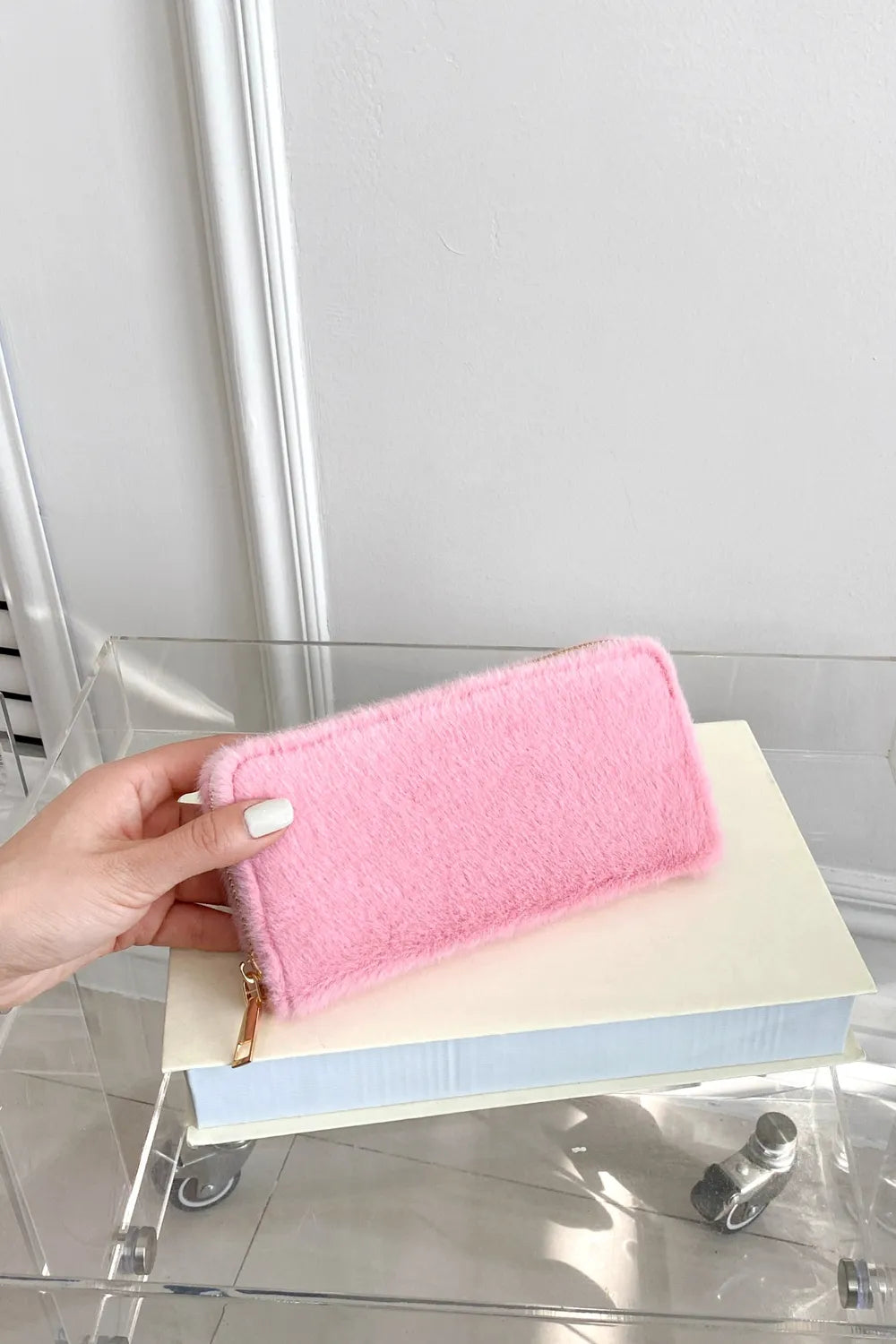 Solid Color Fluff Rectangle Wallet