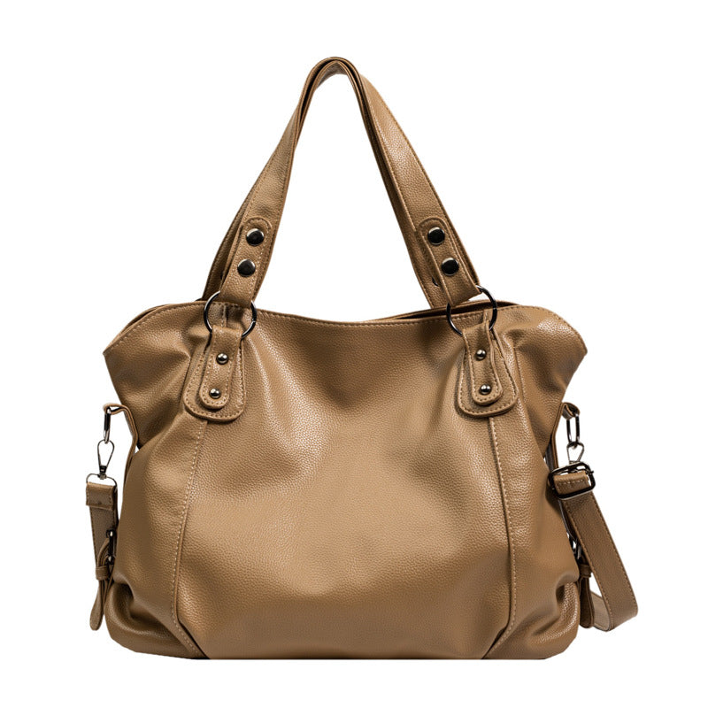 Large Capacity Soft Leather Tote Bag - Simple and Casual Shoulder/Crossbody Bag