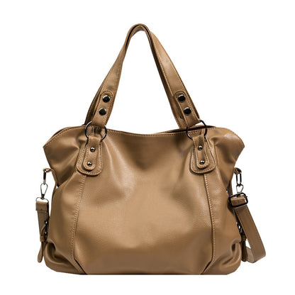 Large Capacity Soft Leather Tote Bag - Simple and Casual Shoulder/Crossbody Bag